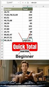 Quick Total trick in excel | Easy steps in sec | #shorts #excel #computer #vlookup