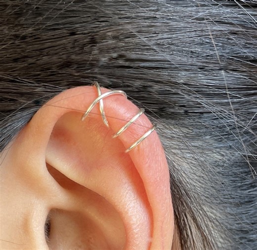 168)minimalist Sterling Silver Ear Cuff | No Piercing Upper Ear Cuff | Single or Set of 2 | 14k Gold Filled Option - Etsy