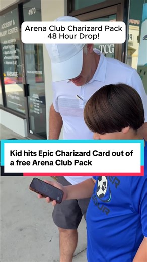 Kid hits Epic Charizard Card out of a free Arena Club Pack #charizard #pokemon @Arena Club