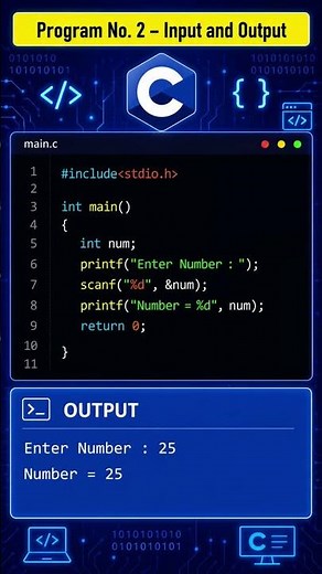 Input and Output Program 🚀 Learn C in 30 Seconds! 🤯 #Shorts