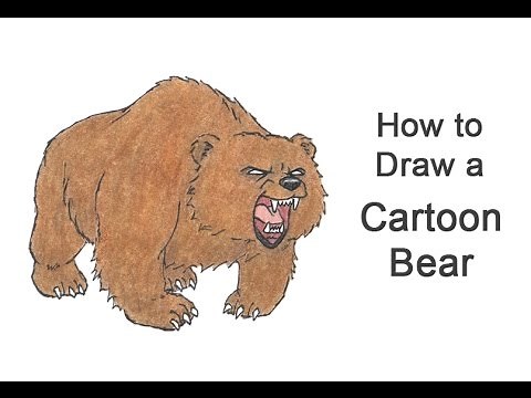 How to Draw a Bear Roaring / Growling (Cartoon)