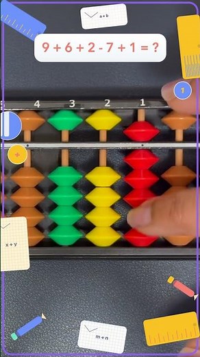 Abacus Addition & Subtraction 🧮 | Solve 9 + 6 + 2 - 7 + 1 = 11
