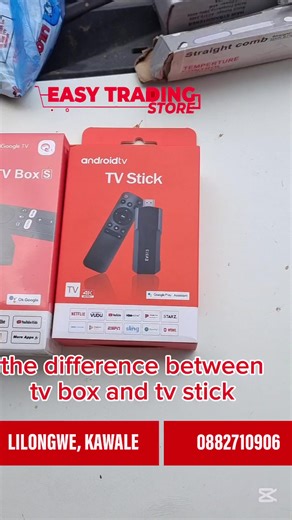 athe difference between Android tv box and android tv stick.. tv stick 100,000 tv box 125,000 #android #entertainment #smarttv