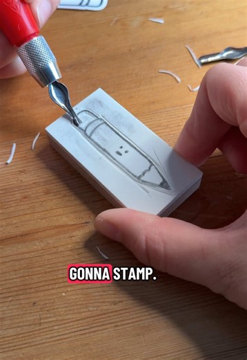 My art teacher would be so mad at me rn 🧍‍♂️ #lol #linocut #stamp #diy #handmadestamp