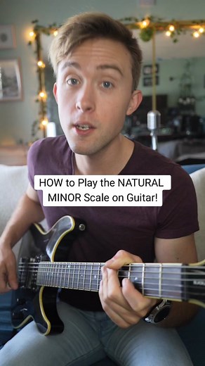 How to play the natural minor scale with tabs on guitar! #fyp #guitartok #guitarlesson #scales #musiclesson