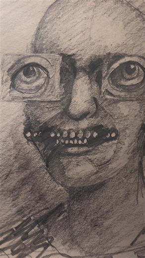 Horror Abstract Faces Drawing | Mixed Media Art