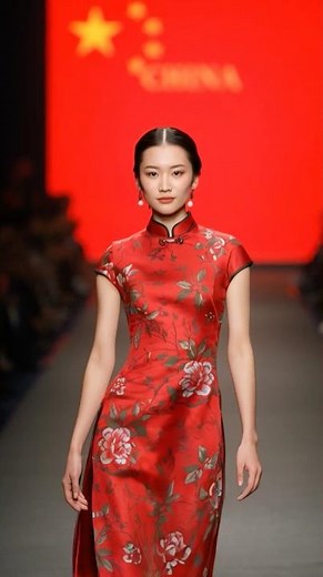 Beautiful Chinese Model in Traditional Qipao Walking | China Fashion Show 2025 #shorts #short