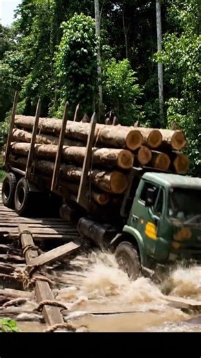 Unbelievable: Bridge Gives Way Under Log Truck!