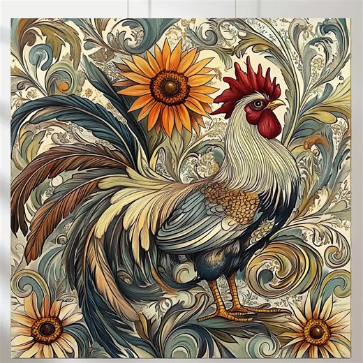 Set of 4 Colorful Rooster Watercolor Art Print: Kitchen Bird Prints (digital Download) - Etsy