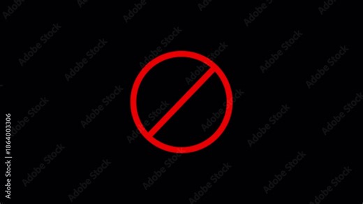 Red prohibition symbol no entry sign forbidden access alert warning danger caution restricted area stop symbol graphic element in transparent background in 4k animation with alpha channel