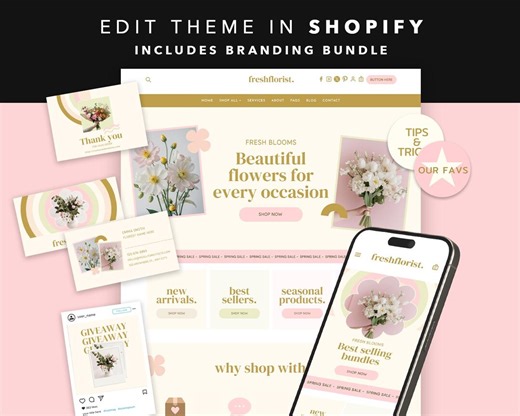 Florist Shopify Website Theme, Flower Shop Template, Delivery Store - Etsy