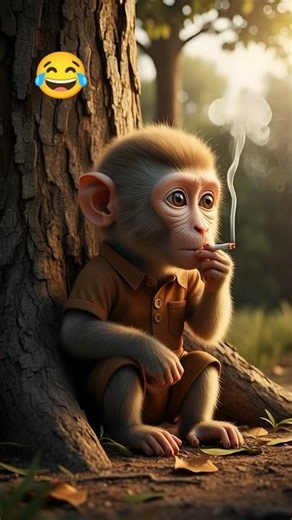🐒🚬Realistic asian MonkeySmoking Scene 🌿 📸#shorts #monkey #smokingmonkey #funny