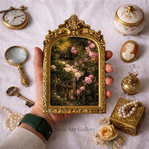 Vintage Rose Garden Framed Wall Art Antique Gold Baroque Cottagecore Floral Decor Print #88 - Etsy