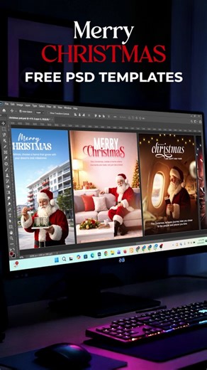 Aanchal | Graphic & AI Designer on Instagram: "Like ❤️ this reel & comment “CHRISTMAS” 🎄 I’ll DM you FREE Christmas PSD templates 📩 Designed in Photoshop, powered with AI vibes ✨ Perfect for designers, brands, agencies & content creators who want clean Christmas creatives without wasting hours. No cost. No gatekeeping. Just pure graphic design freebies 🤍 If you’re into Christmas design, AI creatives & Photoshop templates — this is for you. 👇 Comment CHRISTMAS & sa