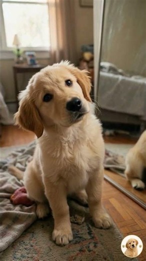 Golden Retriever Meets Mirror for the First Time #shorts #viralshorts