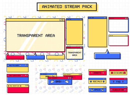 Animated Twitch Stream Overlay: Retro 90s Colorblock Theme (digital Download - Etsy