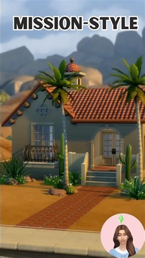 Mission Revival Adobe House at Golden Hour | Sims 4 Base Game Southwest Architecture #shorts