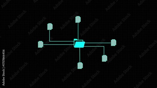 Cloud Network File Backup Animation Concept. Computer File Backup to Internet Cloud Storage Animation. Document and File Backup Icon Animation.
