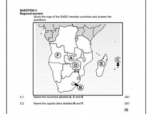 Study the map of the SADC member countries and answer the follo... | Filo