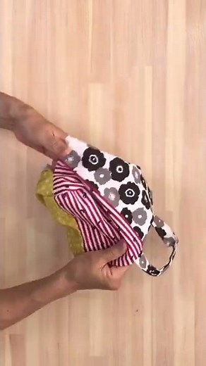 手ぬぐい一枚から作る 裏地も可愛いミニトートバッグ 🔽チャンネル内に作り方の詳細動画をアップしています🔽 #shorts【 DIY 】