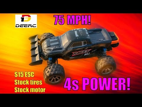New Release DeeRC 8618 1/16 Scale - 75+ MPH Speedruns! $15 ESC, Stock Tires, Stock Motor - Spoiler