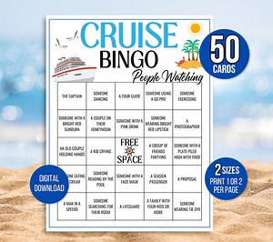 Cruise Bingo, Cruise Games, 50 Cruise Bingo Cards, Cruise Ship People Watching Bingo, Cruise Ship Game, Cruise Vacation Game, Family Cruise - Etsy