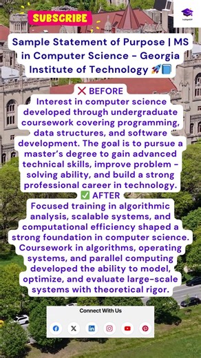 Sample Statement of Purpose | MS in Computer Science | Georgia Institute of Technology 🚀📘 #soptips