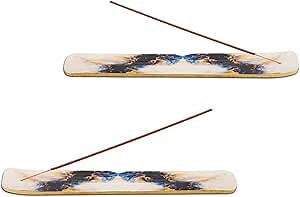 Eleet Wooden Incense Holder Burner Holder, Modern Incense Ash Catcher or Incense Stick Holder for Home Décor, 10-inch Long for Home Décor, Mango Wood (White Marble)