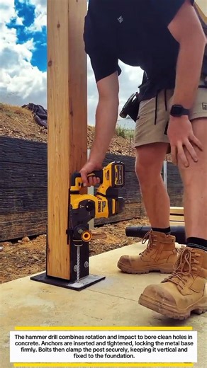 Wood Post Installation with Metal Base & Rotary Hammer