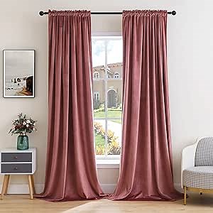 Amazon.com: MIULEE Dusty Rose Pink Velvet Curtains Thermal Insulated Blackout Curtain Drapes for Bedroom Living Room Darkening 84 Inches Long Curtains Panels Rod Pocket Set of 2 : Home & Kitchen