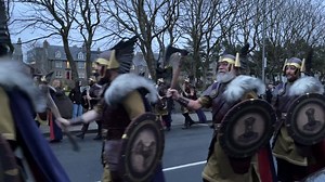 81K views · 2.7K reactions | The 2025 Lerwick Jarl squad descend on Lerwick in full voice! The sixty strong squad was accompanied by the pipe band as they headed towards the Bressay ferry terminal where pictures will be taken with the galley. | BBC Radio Shetland | Facebook