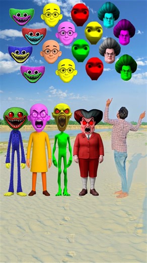Scary Teacher 3D, Dancing Patlu, Dancing alien and Huggy Wuggy & Me Correct Head Matching #shorts