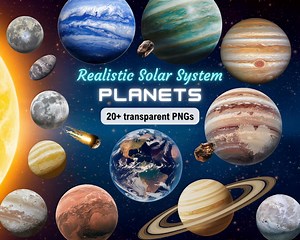 Realistic Solar System Clipart | 20  Transparent Space PNG | Instant Digital Download Commercial Use | Printable Solar System Poster - Etsy UK