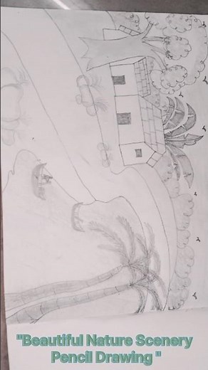 Beautiful Nature Scenery Pencil Drawing✏️|Easy&Realistic Nature Sketch for Beginners🌿#youtubeshorts