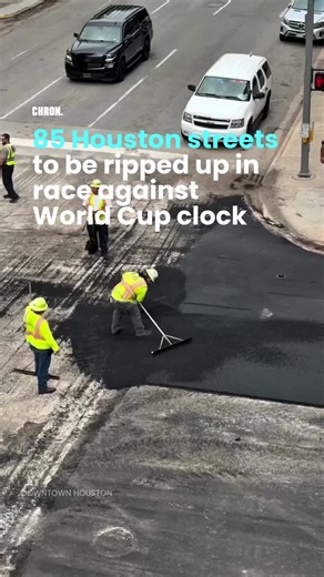 🚧 Downtown Houston streets are getting torn up. Crews are resurfacing dozens of blocks ahead of the 2026 FIFA World Cup. #houston #worldcup2026 #cityconstruction #downtownhouston