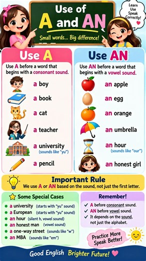 A vs An | Use of A and An in English Grammar | Easy Rules #shorts #learnenglishwithmohinik