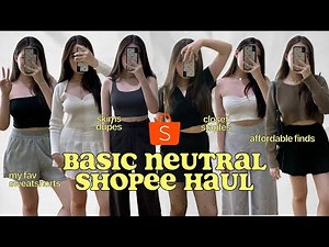 SHOPEE NEUTRAL BASIC TRY ON HAUL PHILIPPINES (tank tops, trousers, closet staples) | Alyssa Lyanne