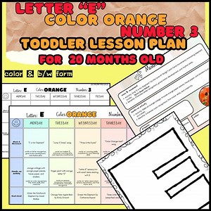 Letter "e", Color "orange", and Number "3"- Toddler Weekly Lesson Plan - Etsy UK