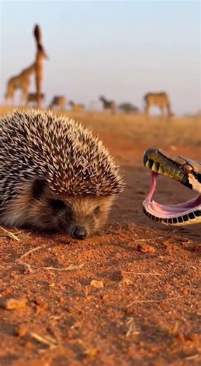 Tense Moment Pythons Raid And Hedgehogs Instinctive Reaction