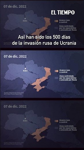Mapa animado: Así han sido los 500 días de la invasión rusa de Ucrania #Shorts | El Tiempo
