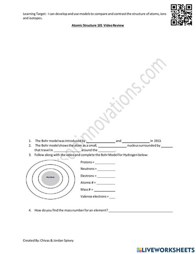 Atomic Structure Video notes w-video & quiz online exercise for