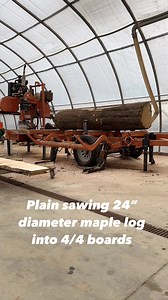 Plain sawing 24” diameter hard maple log into 4/4 boards on my Woodmizer LT40 sawmill. #Woodmizer #sawmill #sawing #lt40 #logging #hardwood | Hartville Lumber