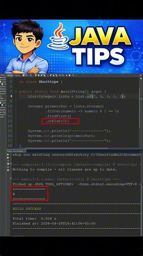 Java Tip #14 | Busca el primer elemento con findFirst() #Java #Developer #Shorts #Coding #javatips