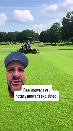 If you have ever wondered how golf courses get that perfect, pristine look, it all comes down to using a reel mower that cuts the grass vertically like a pair of scissors instead of a standard residential rotary mower! ⛳✂️🌱 #lawncare #lawncaretips