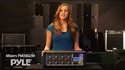 PYLE-PRO 8-Channel Microphone System Powered Mixer - 800 Watts Power Peak AUX (3.5mm) Input Connector SD Memory Card & USB Flash Drive Readers 5-Band Graphic Equalizer LCD Display w/ Cooling Fan - PMX802M