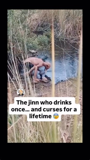 Factrun on Instagram: "Al-Haythul, a jinn with a weird vibe 😬. So, he’s all about avoiding water for 11 years, then BAM 💦, he shows up at a pool and takes a sip. Next thing you know, the water’s turned black 🖤. Locals would spot the change and steer clear for 3 days, keepin’ their camels away till it clears up. Drink from that pool on the same day, tho’, and you’re cursed 🤯. Your skin turns dark AF 🖤, you get sick, and you’re stuck wanderin’ the desert with no way back 🙅‍♂️. Unless... you 