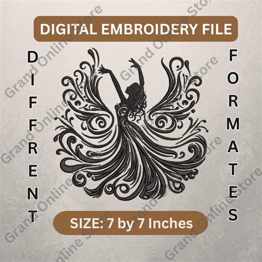 Fairy Dancer Embroidery Design, Fantasy Ballerina Wings Stitch File, Elegant Fairy Machine Pattern - Etsy