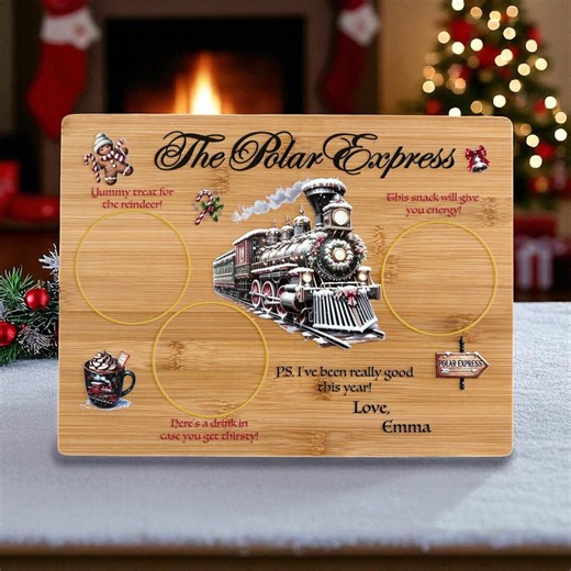 Polar Express Santa Treat Board, Cute Rudolf Platter Tray, Cookies for Santa, Santa Snack Board, Reindeer Food Tray, Christmas Eve Plate - Etsy