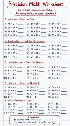 Precision Math Worksheet | Solve with Perfect Accuracy