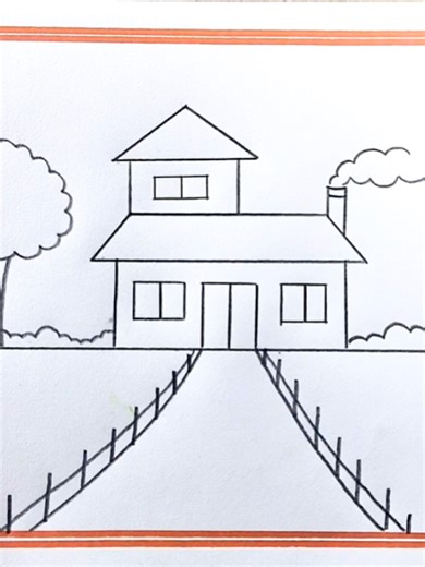 Simple House and Tree Line Drawing | Easy Art for Beginners#EasyDrawing #housesketch #pencildrawing #drawing #abcdrawing